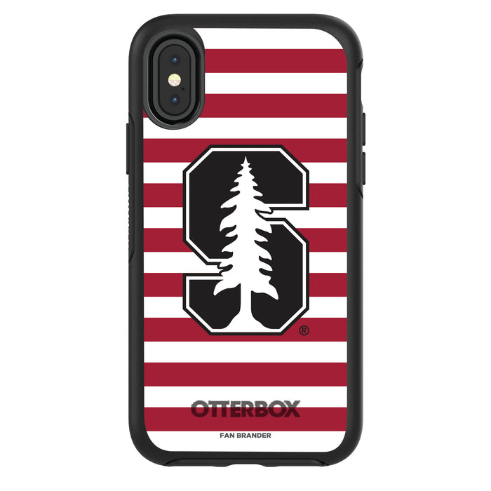 OtterBox Black Phone case with Stanford Cardinal Tide Primary Logo and Striped Design