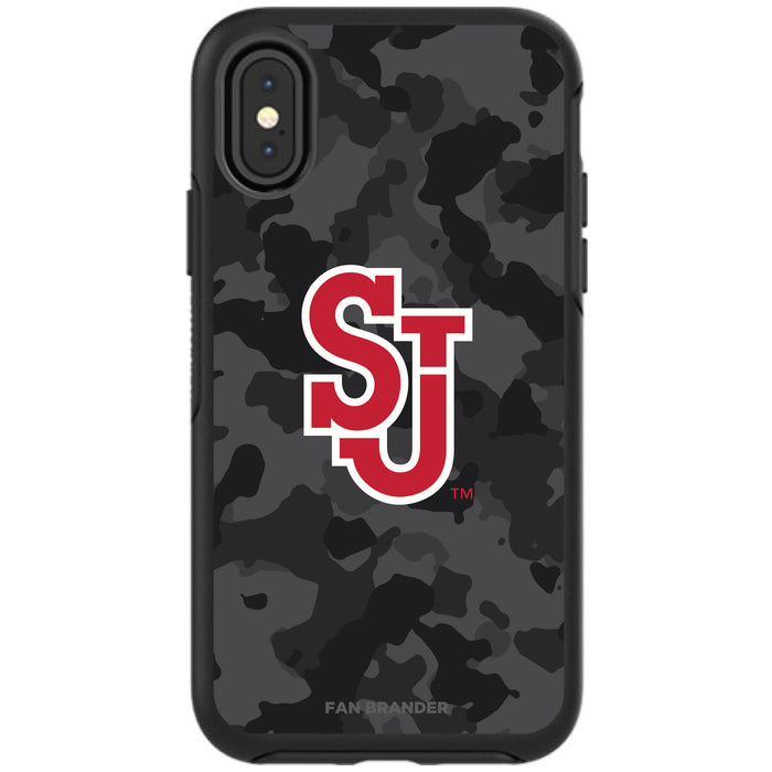 OtterBox Black Phone case with St. John's Red Storm Urban Camo Background