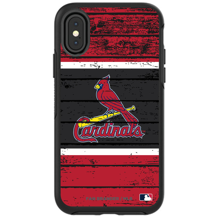 OtterBox Black Phone case with St. Louis Cardinals Primary Logo on Wood Design