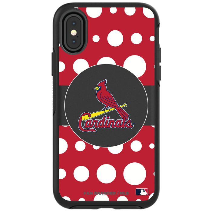 OtterBox Black Phone case with St. Louis Cardinals Primary Logo and Polka Dots Design