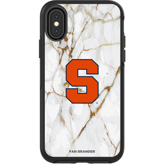 OtterBox Black Phone case with Syracuse Orange Tide White Marble Background