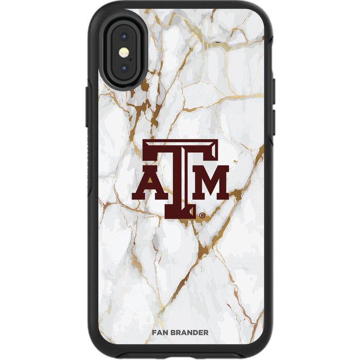 OtterBox Black Phone case with Texas A&M Aggies Tide White Marble Background