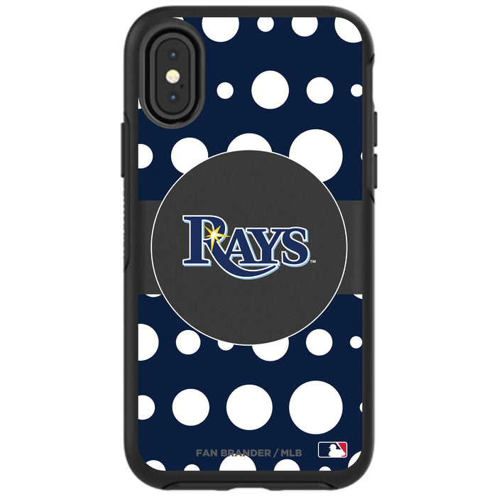 OtterBox Black Phone case with Tampa Bay Rays Primary Logo and Polka Dots Design