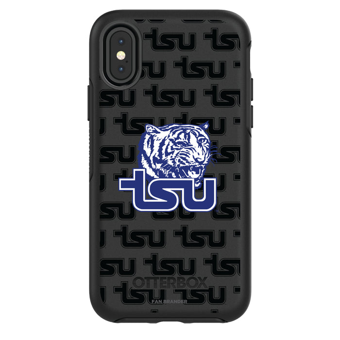 OtterBox Black Phone case with Tennessee State Tigers Primary Logo on Repeating Wordmark Background
