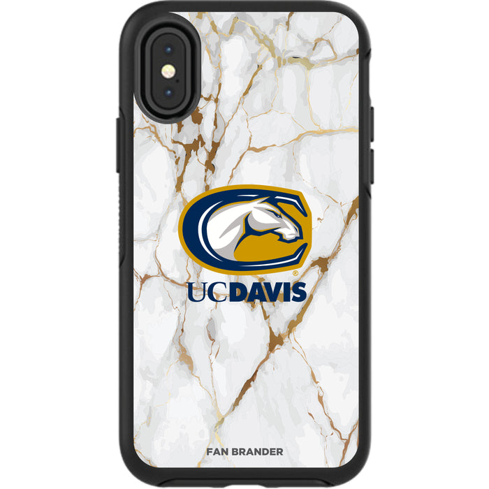 OtterBox Black Phone case with UC Davis Aggies Tide White Marble Background