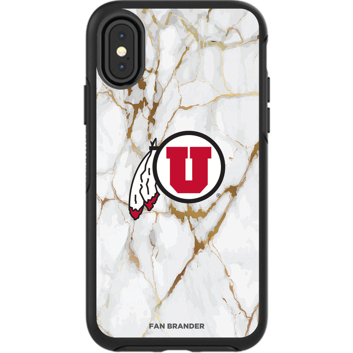 OtterBox Black Phone case with Utah Utes Tide White Marble Background