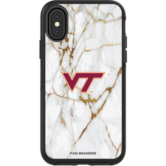OtterBox Black Phone case with Virginia Tech Hokies Tide White Marble Background