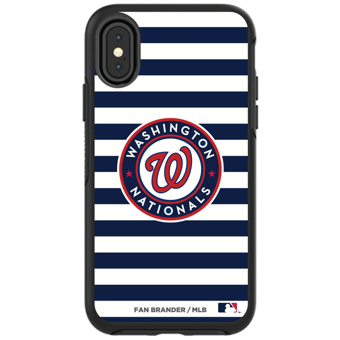 OtterBox Black Phone case with Washington Nationals Primary Logo and Striped Design