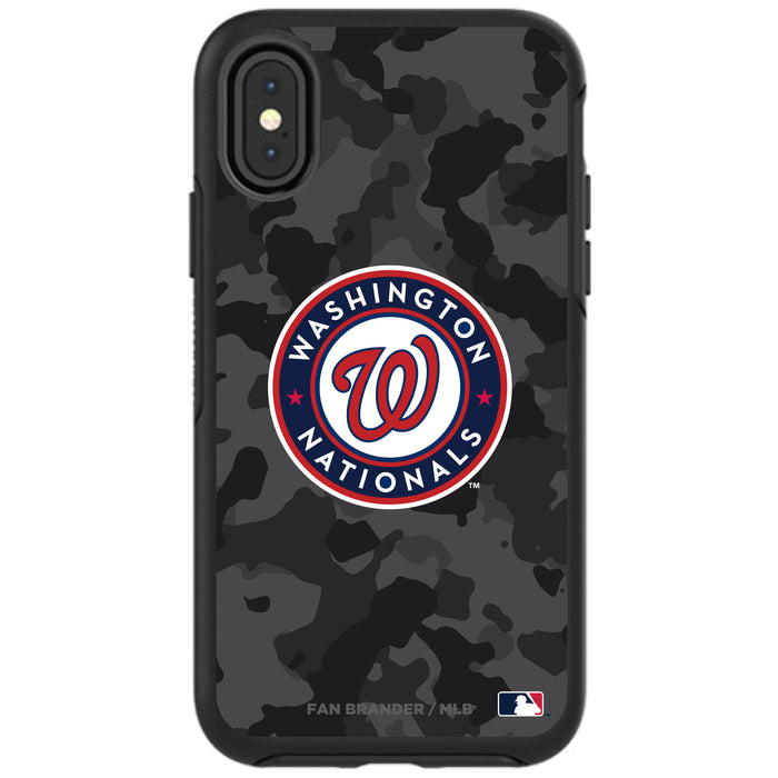 OtterBox Black Phone case with Washington Nationals Primary Logo Urban Camo background