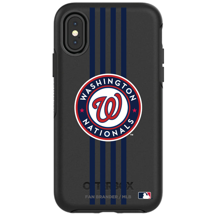 OtterBox Black Phone case with Washington Nationals Primary Logo and Vertical Stripe