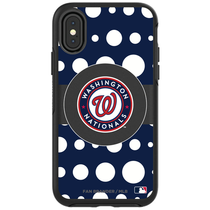 OtterBox Black Phone case with Washington Nationals Primary Logo and Polka Dots Design