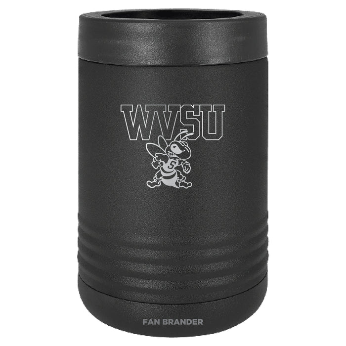 Fan Brander 12oz/16oz Can Cooler with West Virginia State Univ Yellow Jackets Etched Primary Logo