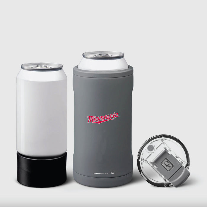 BruMate Hopsulator Trio 3-in-1 Insulated Can Cooler with Minnesota Twins Wordmark Logo