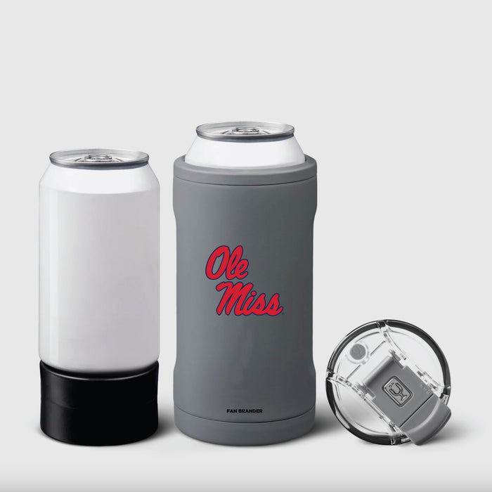 BruMate Hopsulator Trio 3-in-1 Insulated Can Cooler with Mississippi Ole Miss Primary Logo