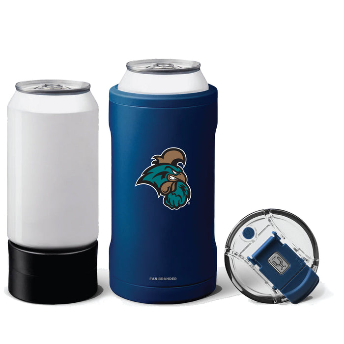 BruMate Hopsulator Trio 3-in-1 Insulated Can Cooler with Coastal Carolina Univ Chanticleers Primary Logo