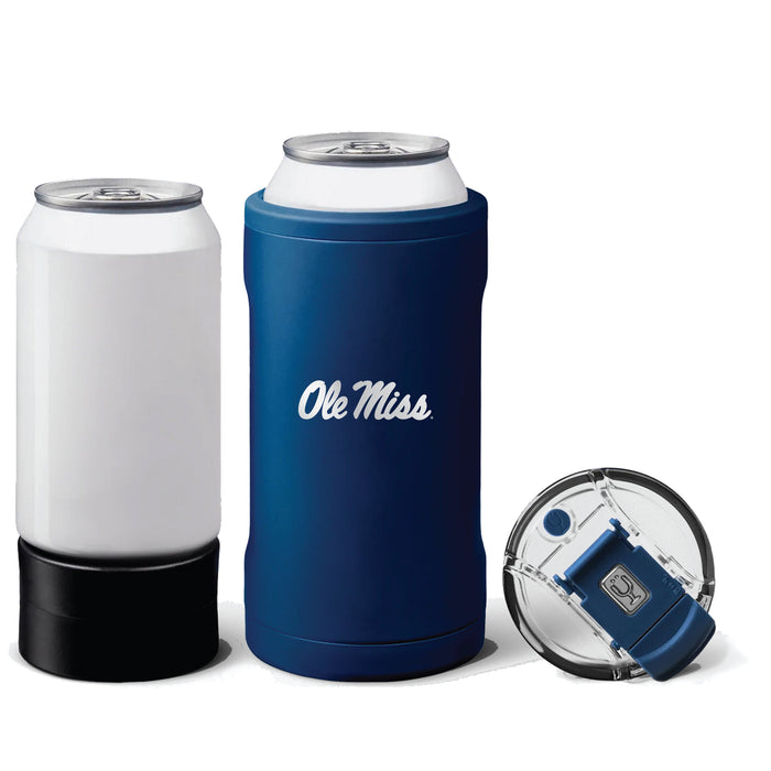 BruMate Hopsulator Trio 3-in-1 Insulated Can Cooler with Mississippi Ole Miss Primary Logo
