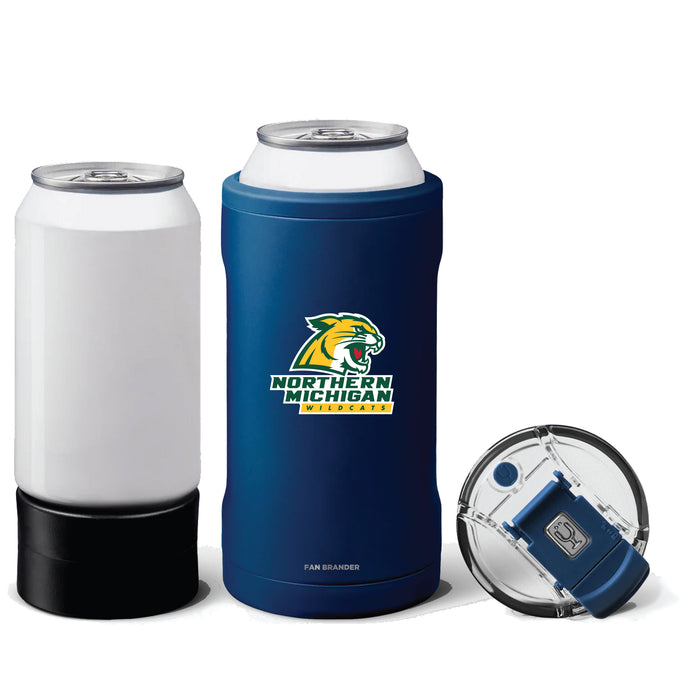 BruMate Hopsulator Trio 3-in-1 Insulated Can Cooler with Northern Michigan University Wildcats Primary Logo