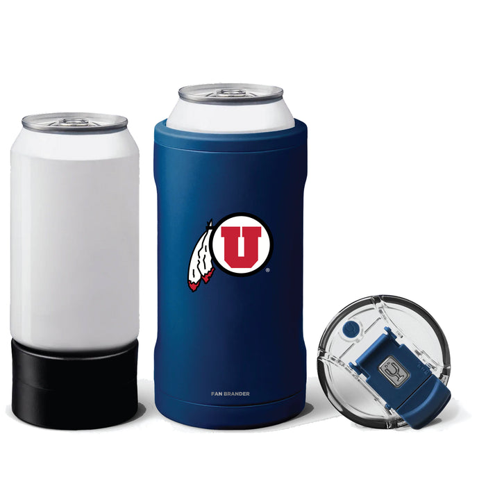 BruMate Hopsulator Trio 3-in-1 Insulated Can Cooler with Utah Utes Primary Logo
