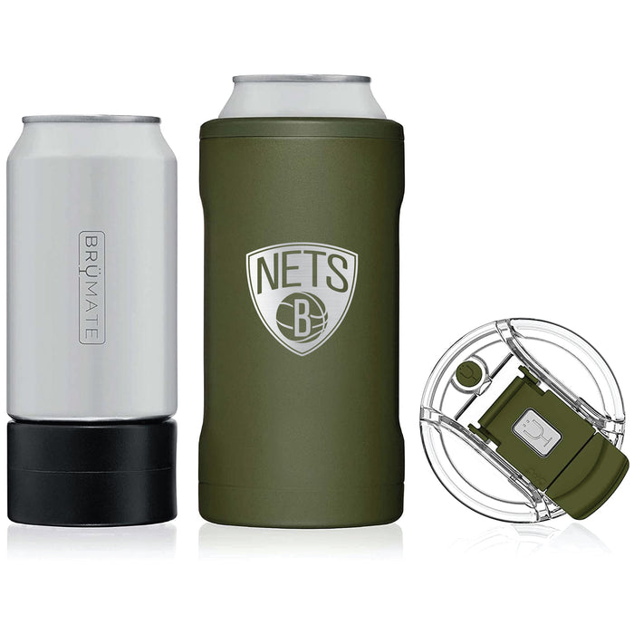 BruMate Hopsulator Trio 3-in-1 Insulated Can Cooler with Brooklyn Nets Etched Primary Logo