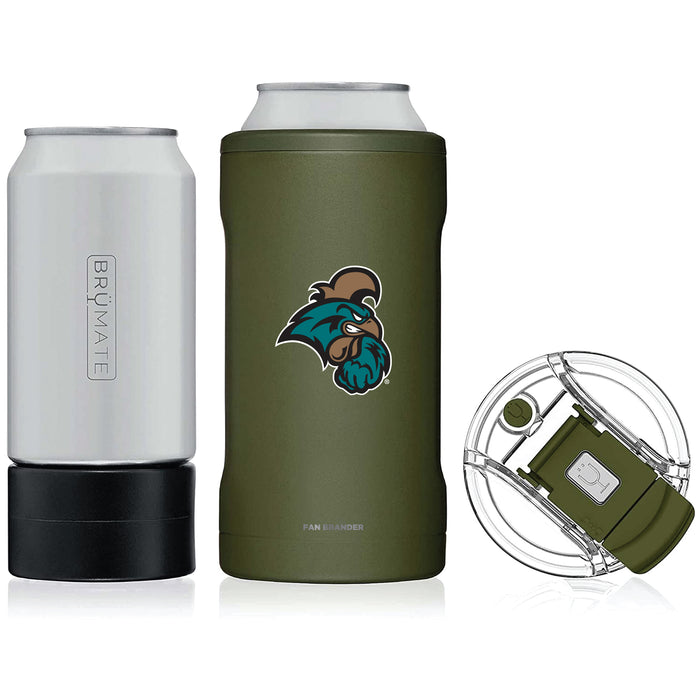 BruMate Hopsulator Trio 3-in-1 Insulated Can Cooler with Coastal Carolina Univ Chanticleers Primary Logo