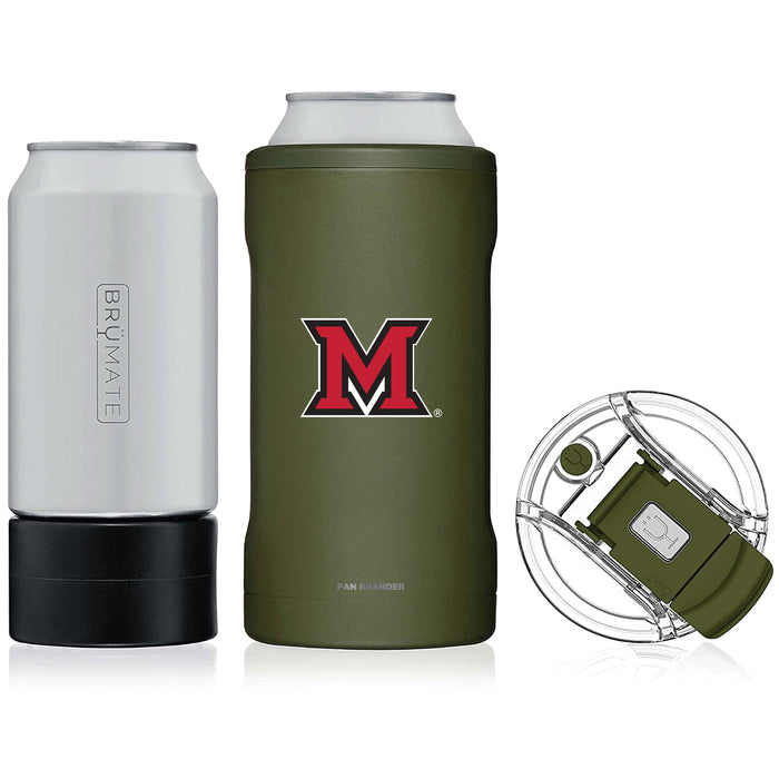BruMate Hopsulator Trio 3-in-1 Insulated Can Cooler with Miami University RedHawks Primary Logo