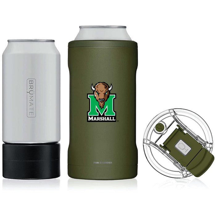 BruMate Hopsulator Trio 3-in-1 Insulated Can Cooler with Marshall Thundering Herd Secondary Logo