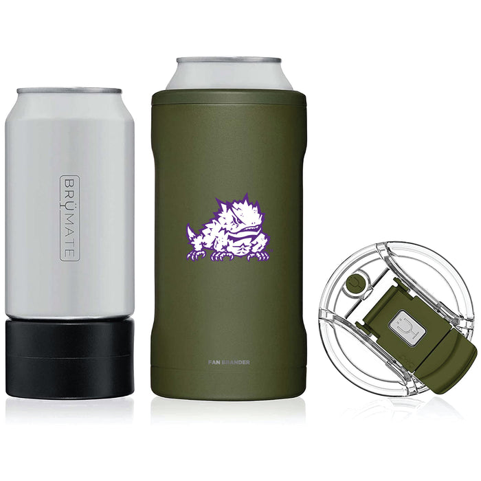 BruMate Hopsulator Trio 3-in-1 Insulated Can Cooler with Texas Christian University Horned Frogs Secondary Logo