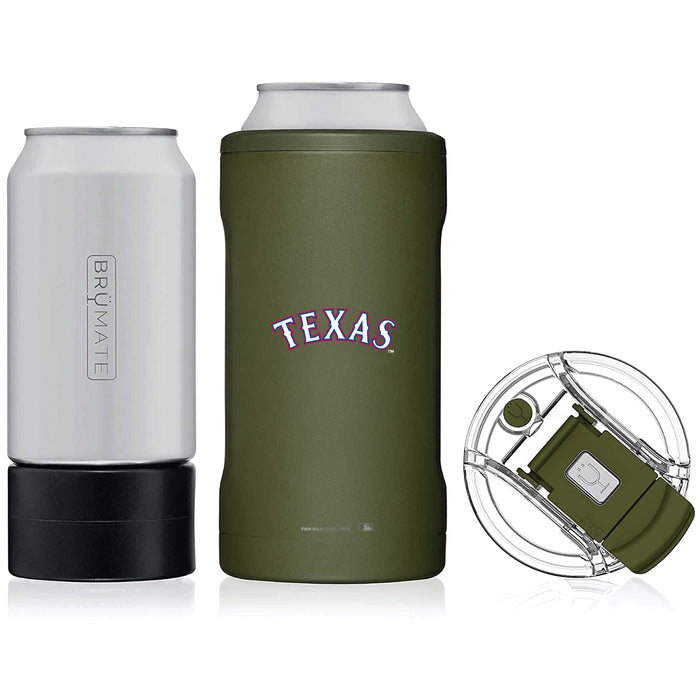 BruMate Hopsulator Trio 3-in-1 Insulated Can Cooler with Texas Rangers Wordmark Logo