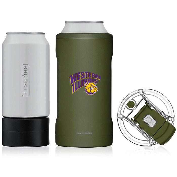 BruMate Hopsulator Trio 3-in-1 Insulated Can Cooler with Western Illinois University Leathernecks Primary Logo