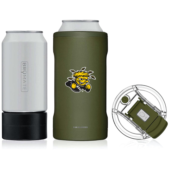 BruMate Hopsulator Trio 3-in-1 Insulated Can Cooler with Wichita State Shockers Primary Logo