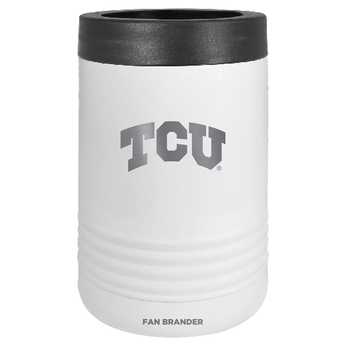 Fan Brander 12oz/16oz Can Cooler with Texas Christian University Horned Frogs Etched Primary Logo