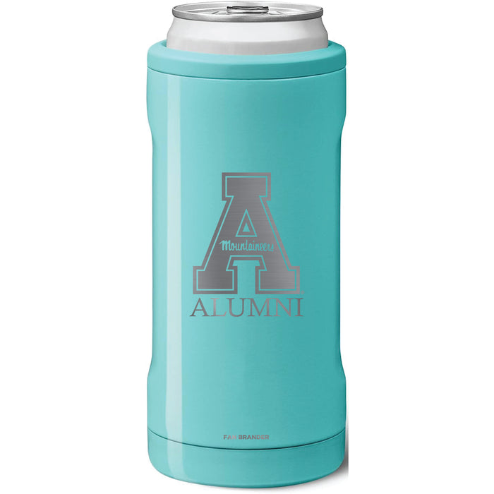 BruMate Slim Insulated Can Cooler with Appalachian State Mountaineers Alumni Primary Logo