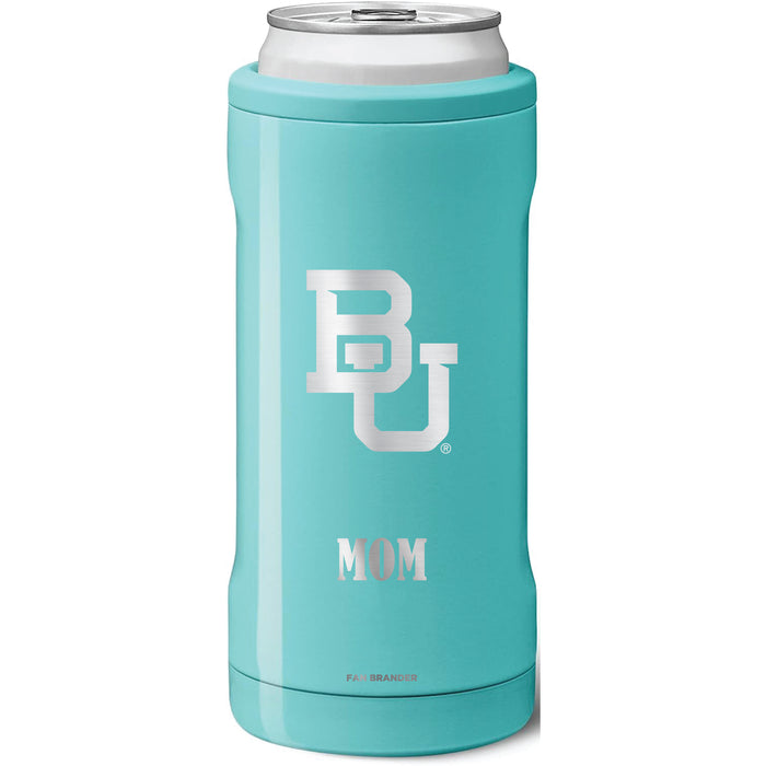 BruMate Slim Insulated Can Cooler with Baylor Bears Mom Primary Logo