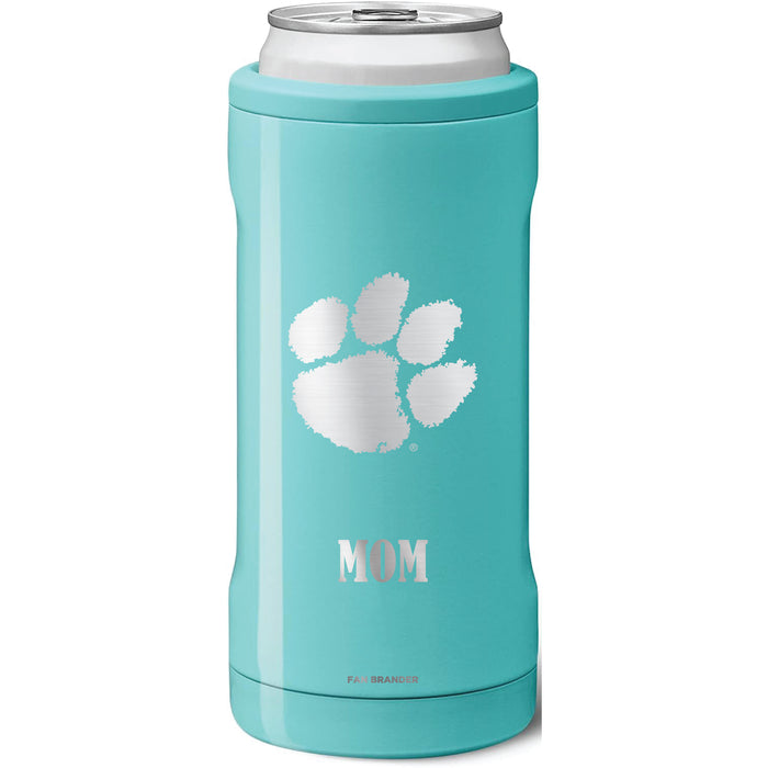 BruMate Slim Insulated Can Cooler with Clemson Tigers Mom Primary Logo
