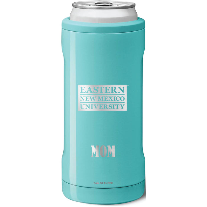 BruMate Slim Insulated Can Cooler with Eastern New Mexico Greyhounds Mom Primary Logo