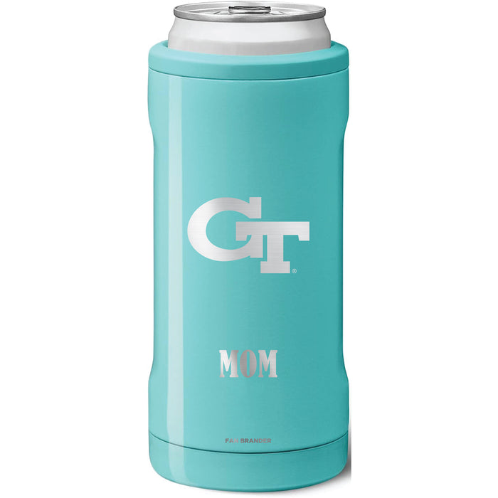 BruMate Slim Insulated Can Cooler with Georgia Tech Yellow Jackets Mom Primary Logo