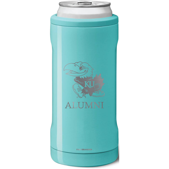 BruMate Slim Insulated Can Cooler with Kansas Jayhawks Alumni Primary Logo