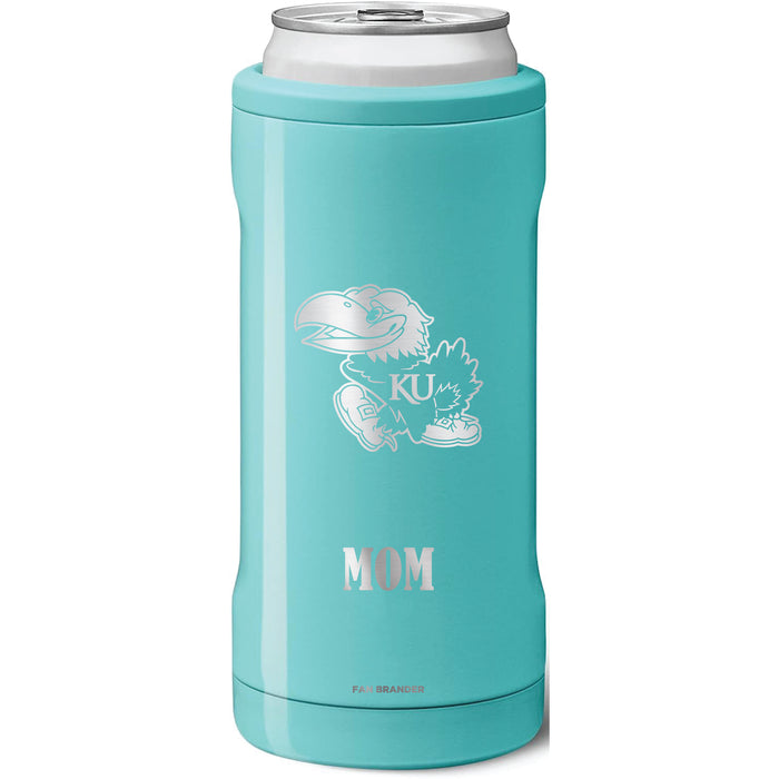BruMate Slim Insulated Can Cooler with Kansas Jayhawks Mom Primary Logo