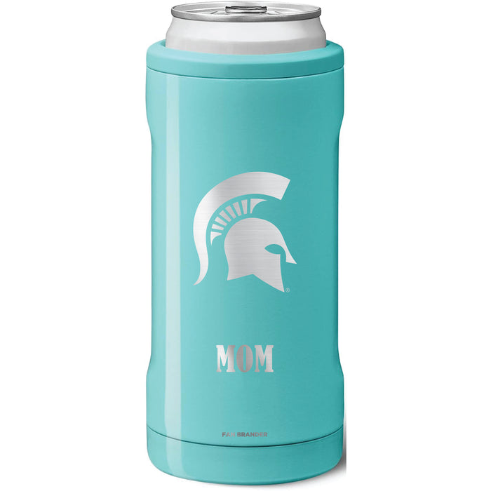 BruMate Slim Insulated Can Cooler with Michigan State Spartans Mom Primary Logo