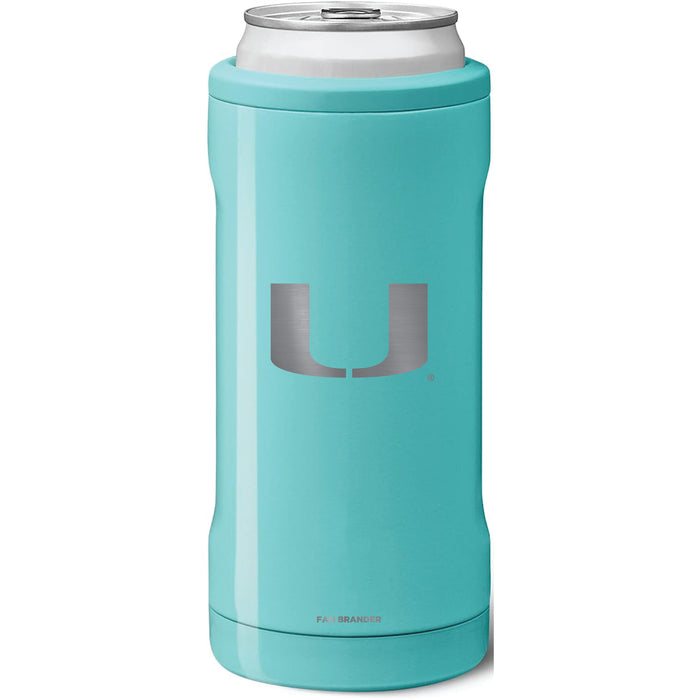 BruMate Slim Insulated Can Cooler with Miami Hurricanes Primary Logo