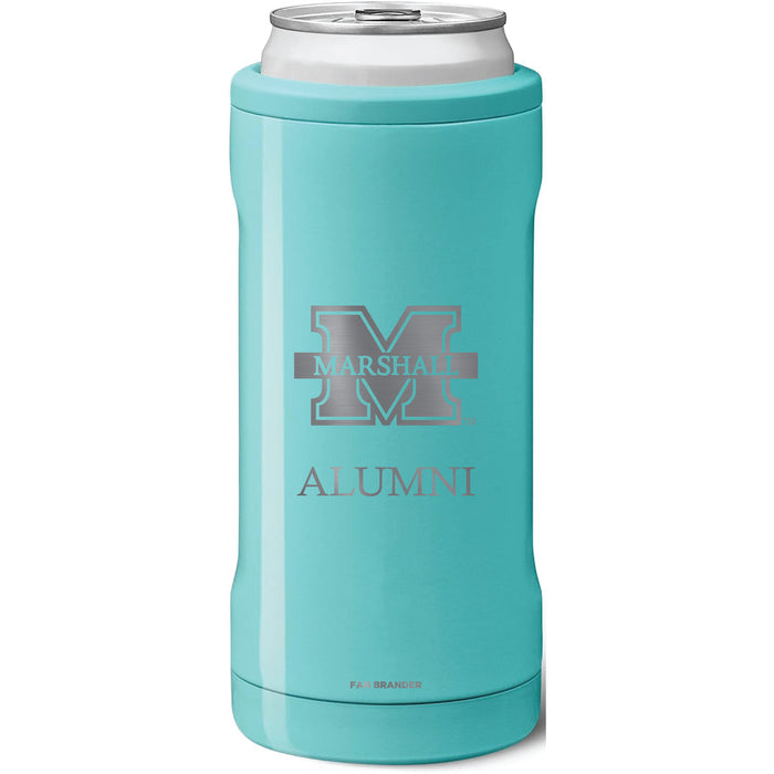 BruMate Slim Insulated Can Cooler with Marshall Thundering Herd Alumni Primary Logo