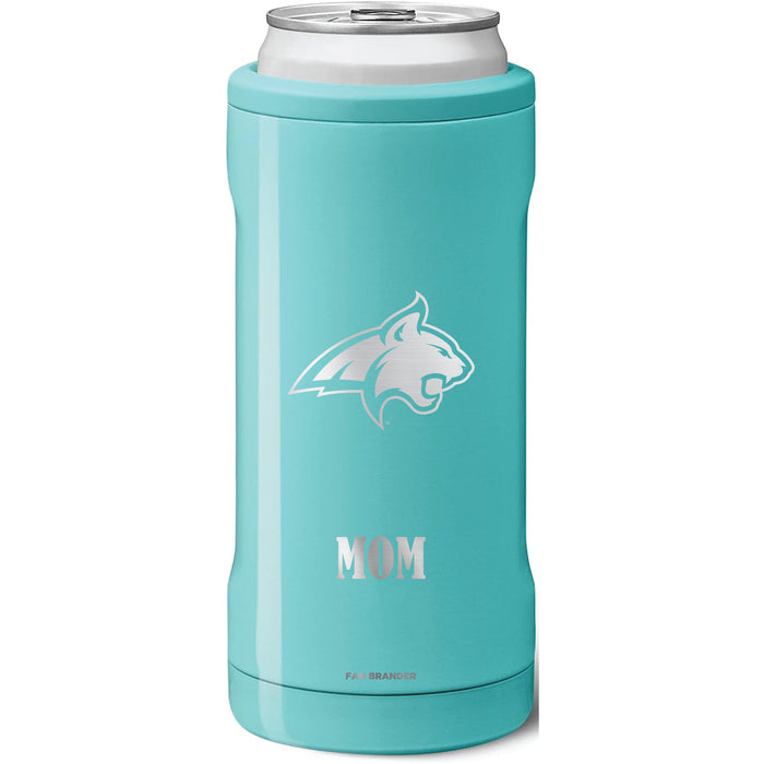 BruMate Slim Insulated Can Cooler with Montana State Bobcats Mom Primary Logo
