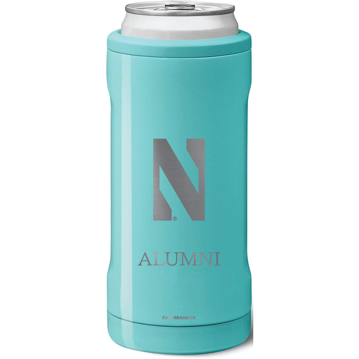 BruMate Slim Insulated Can Cooler with Northwestern Wildcats Alumni Primary Logo