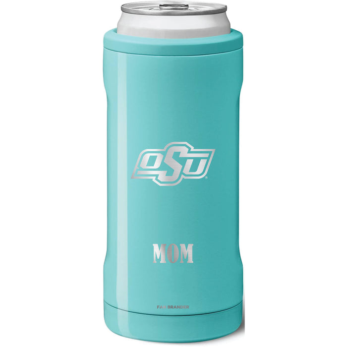 BruMate Slim Insulated Can Cooler with Oklahoma State Cowboys Mom Primary Logo