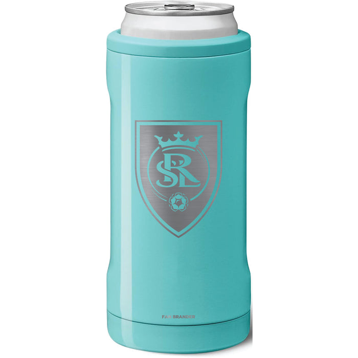 BruMate Slim Insulated Can Cooler with Real Salt Lake Primary Logo