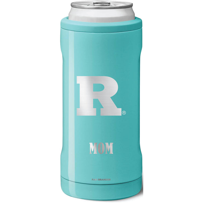 BruMate Slim Insulated Can Cooler with Rutgers Scarlet Knights Mom Primary Logo