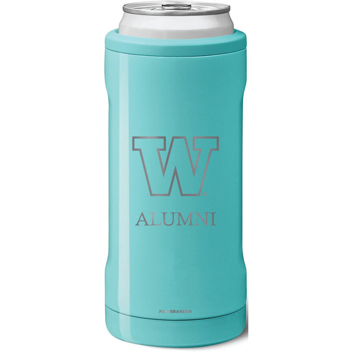 BruMate Slim Insulated Can Cooler with Washington Huskies Alumni Primary Logo