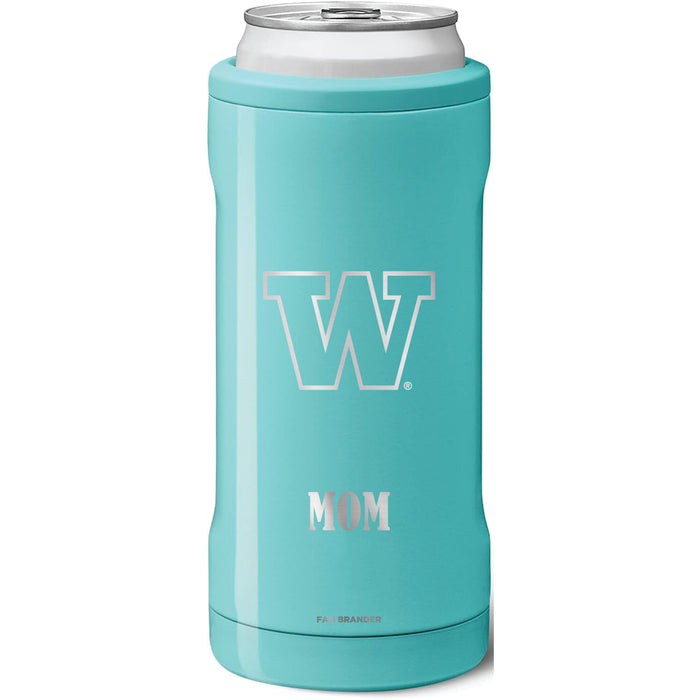 BruMate Slim Insulated Can Cooler with Washington Huskies Mom Primary Logo