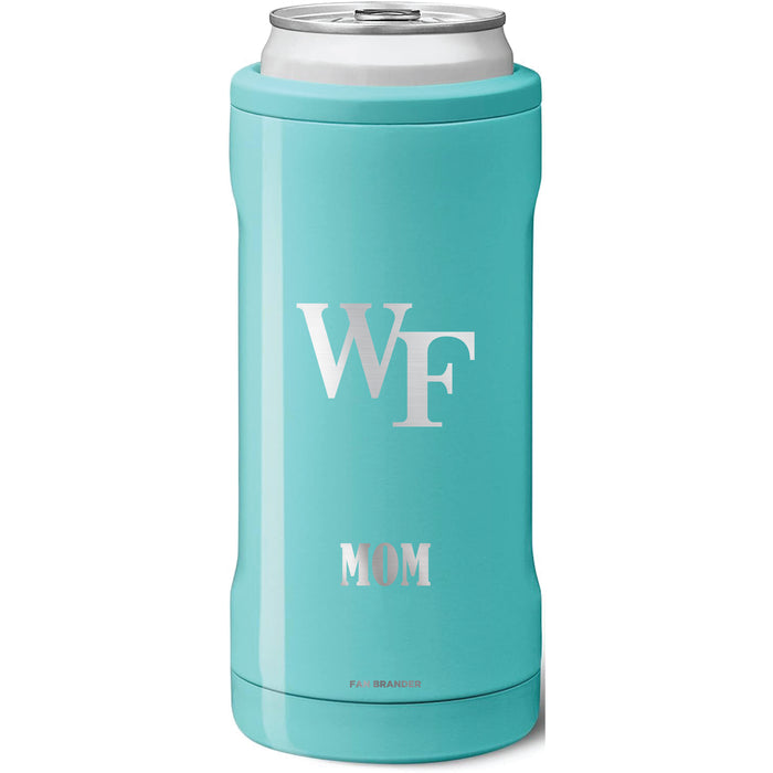 BruMate Slim Insulated Can Cooler with Wake Forest Demon Deacons Mom Primary Logo