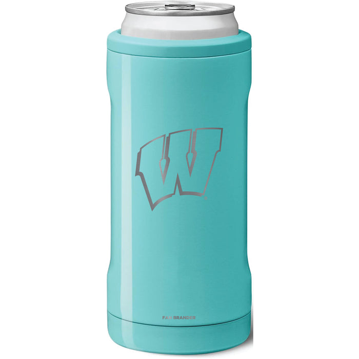 BruMate Slim Insulated Can Cooler with Wisconsin Badgers Primary Logo